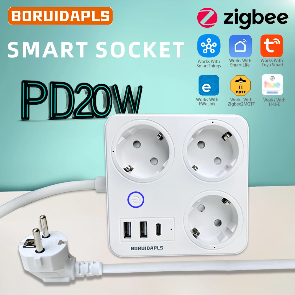 Smart Power Strip - BORUIDAPLS ZigBee EU Smart Power Strip