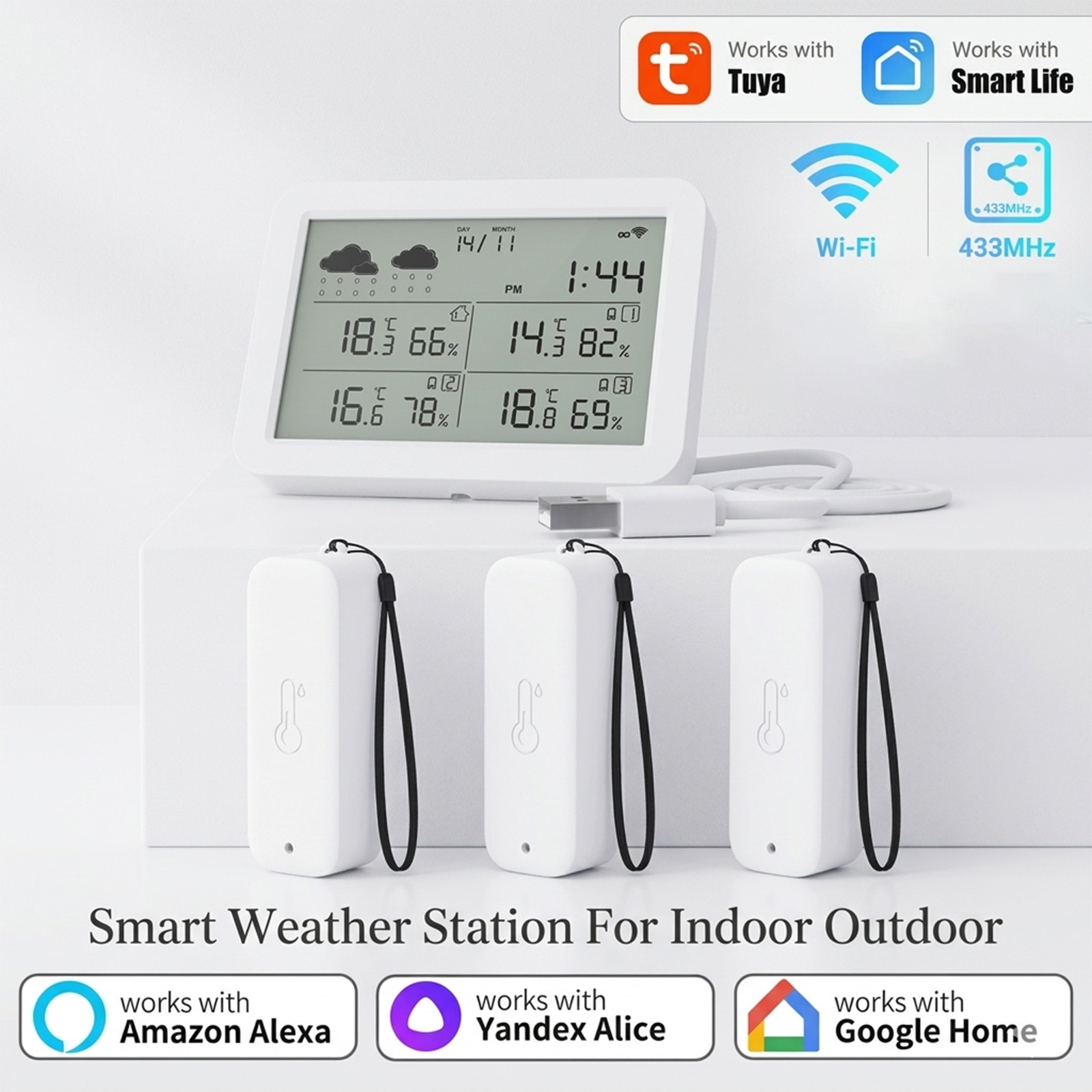 Smart Home Elements - Estação Meteorológica Tuya WiFi+RF433, Sensor de