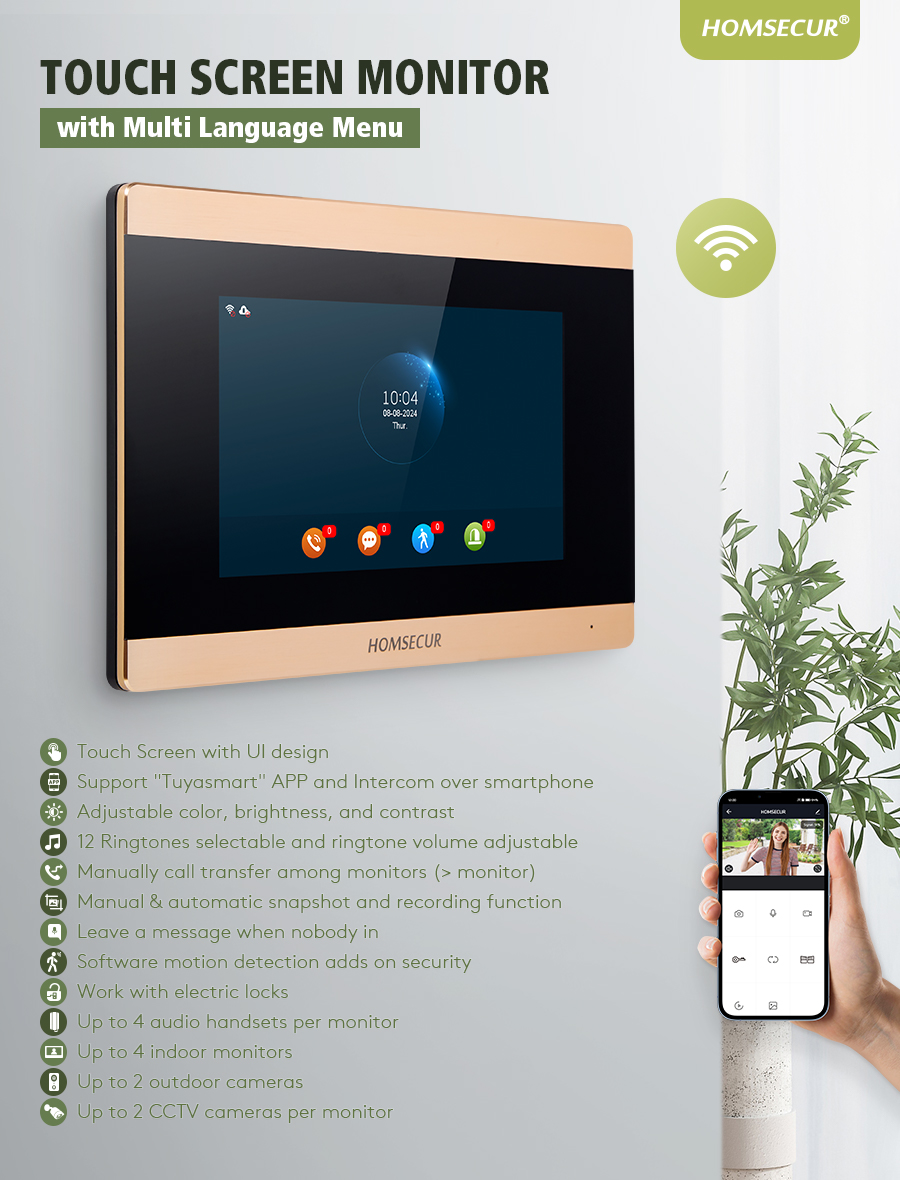 Monitor Interno HOMSECUR BA15D - Video Doorbell avaliação e preço
