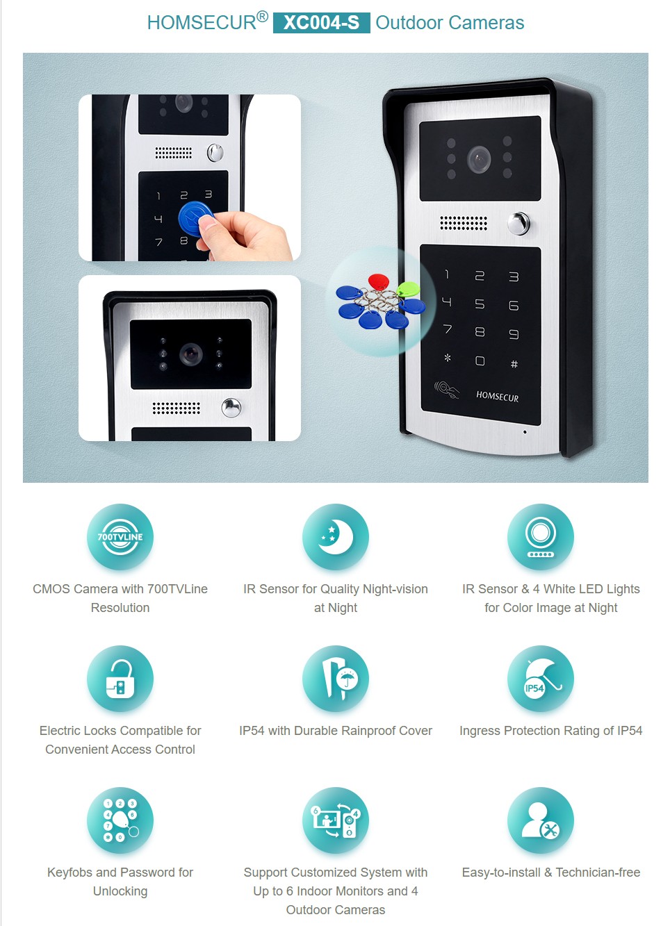 HOMSECUR XC004-S Câmera extern - Video Doorbell avaliação e preço
